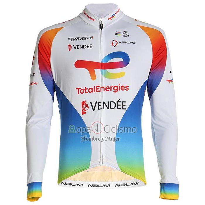 Direct Energie Ropa Ciclismo Culotte Largo 2021 Hombre Mangas Largas Blanco Rojo AMarillo Azul
